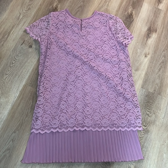 Gorgeous 80s Vintage Shift Lace Pleated Hem Short Sleeve Plus Size Dress 24 - Picture 8 of 8